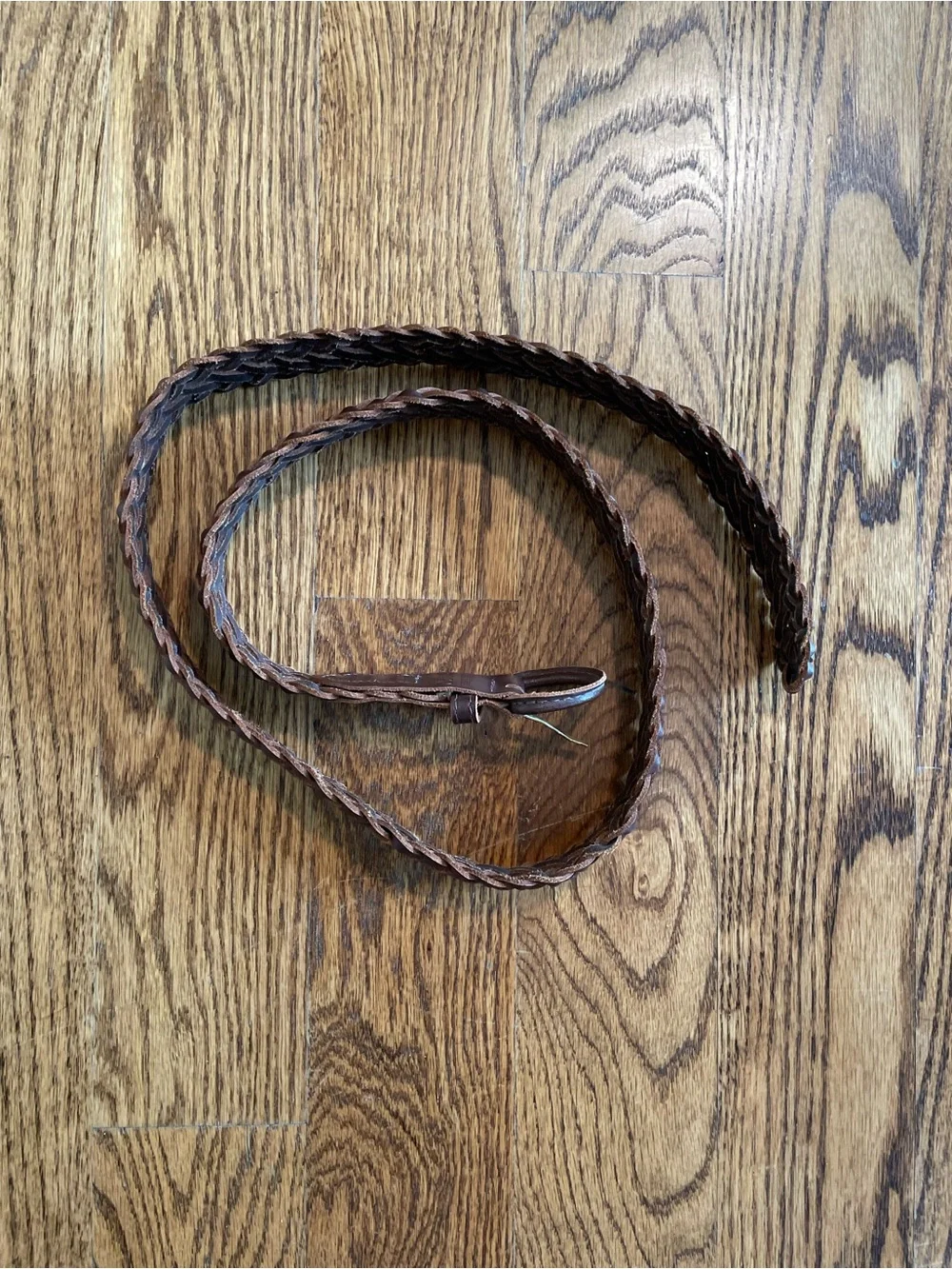 Venezia vintage braided brown leather belt with buckle